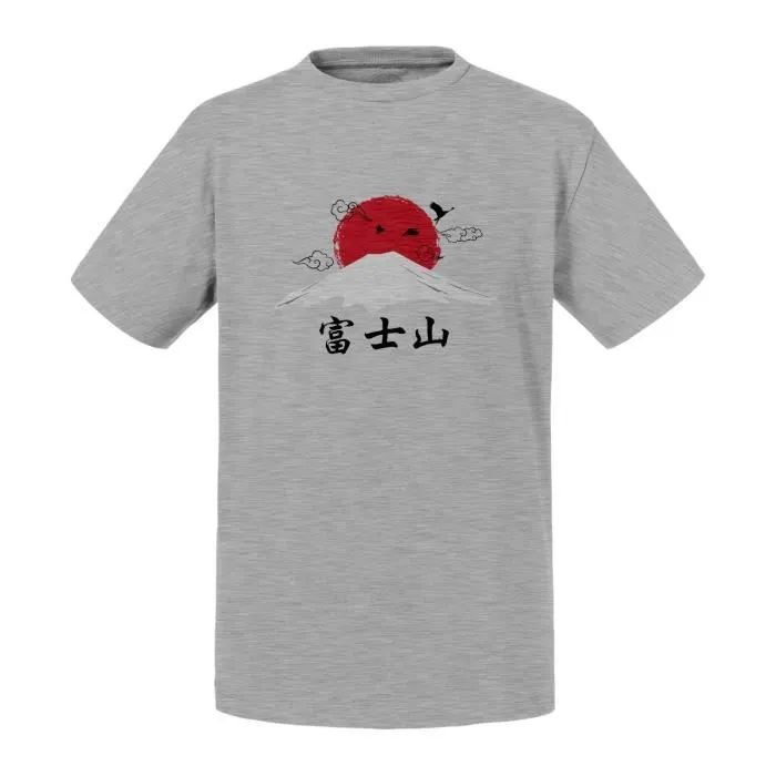T-shirt Enfant Gris Mont Fuji Japon Asie Culture Art-0