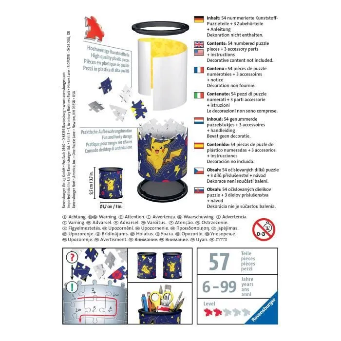 Pot à crayons Pokémon Puzzle 3D Ravensburger - 54 pièces - Sans colle - Dès 6 ans-3