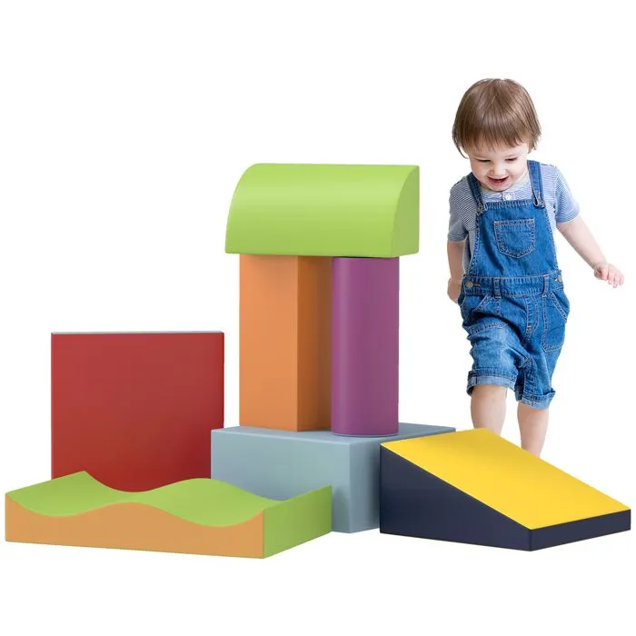 7PCS Module motricité bébé - HOMCOM - pour enfants d'âge préscolaire - en mousse EPE - multicolore-0