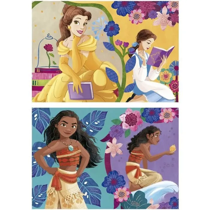 Puzzle en bois Disney Princess (Bella + Vaiana) - 2x25 pièces-1