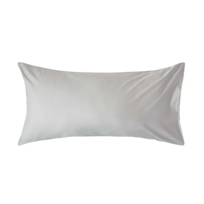 Taie d'oreiller - HOMESCAPES - Rectangulaire - Coton égyptien 200 fils - Gris - 50 x 90 cm-0