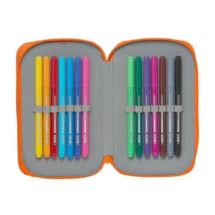 Plumier Double - SAFTA - Valence - Bleu et Orange - 28 pièces - 230x90x120 mm-3