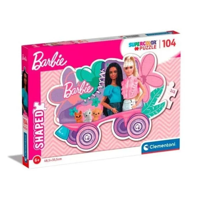Clementoni Supercolor Barbie Shaped-104 Pièces Forme, Enfants 6 Ans, Puzzle Dessin Animé-Fabriqué en Italie, 27164,-0