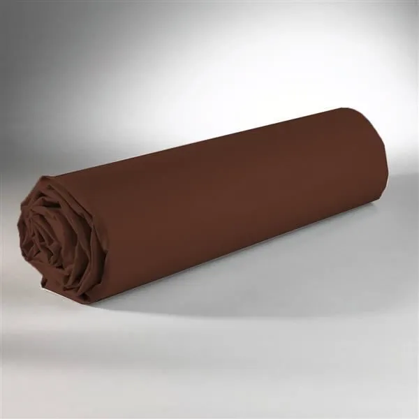 Drap housse - Non spécifié - Chocolat - 90 x 190 cm - 100% coton - 57 fils jersey-0