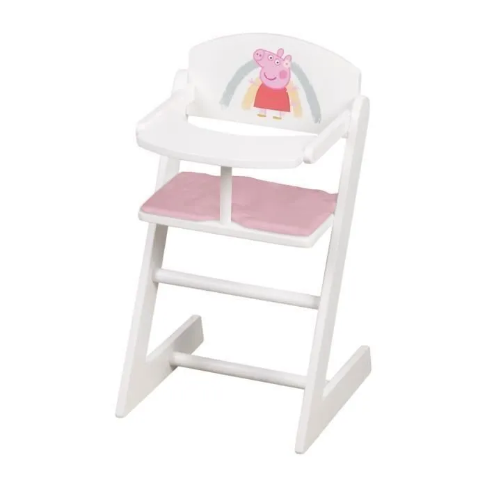 Chaise Haute de Poupée en Bois Peppa Pig - ROBA - Motif Truie - Blanc / Rose-3