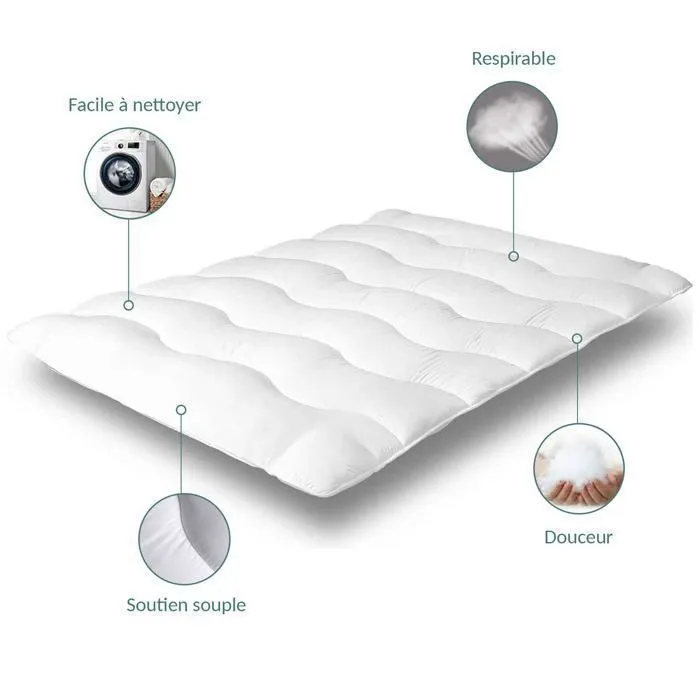Surmatelas 140 x 190 cm Nuage - Protège matelas - Confort Moelleux - Anti-acarien-1