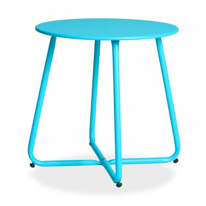 Table Ronde Enfant - Métal - Bleu - Design Ludique - Durable-0