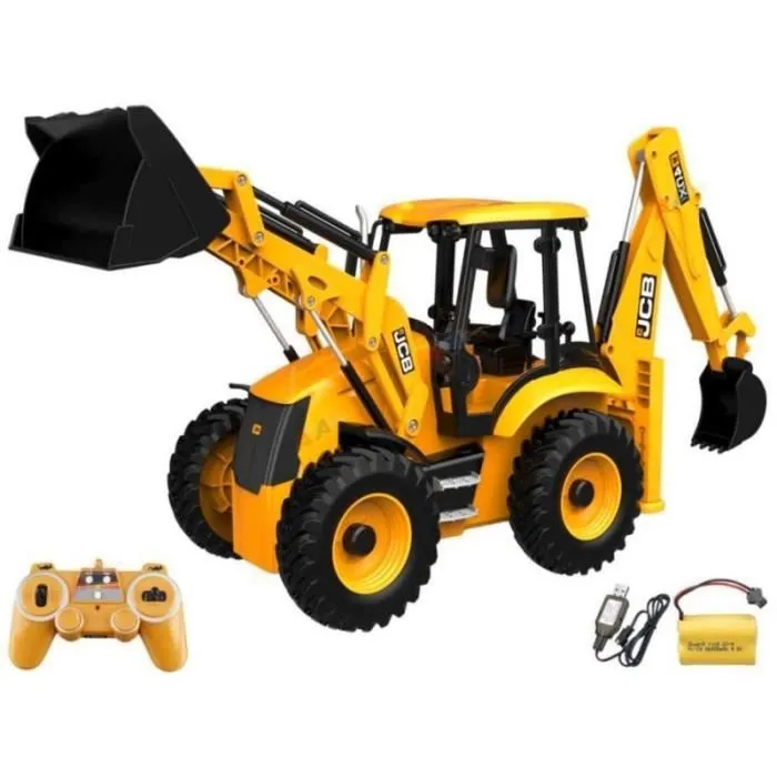 Jouet télécommandé - JCB - 2.4GH Double Eagle R-C - Pelle rétro - LED - Son-0