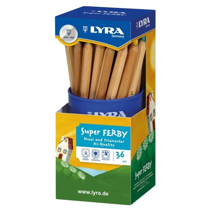 Crayon de couleur - craie grasse Lyra Super Ferby Nature - Pot 36 crayons de couleur-0