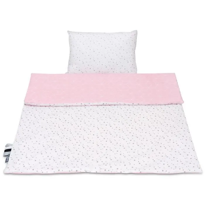 Bellochi Set de Couette Bebe 75x100 cm et Coussin Enfant 30x40 cm - Réversible et Lavable - Coton - Aurora-1