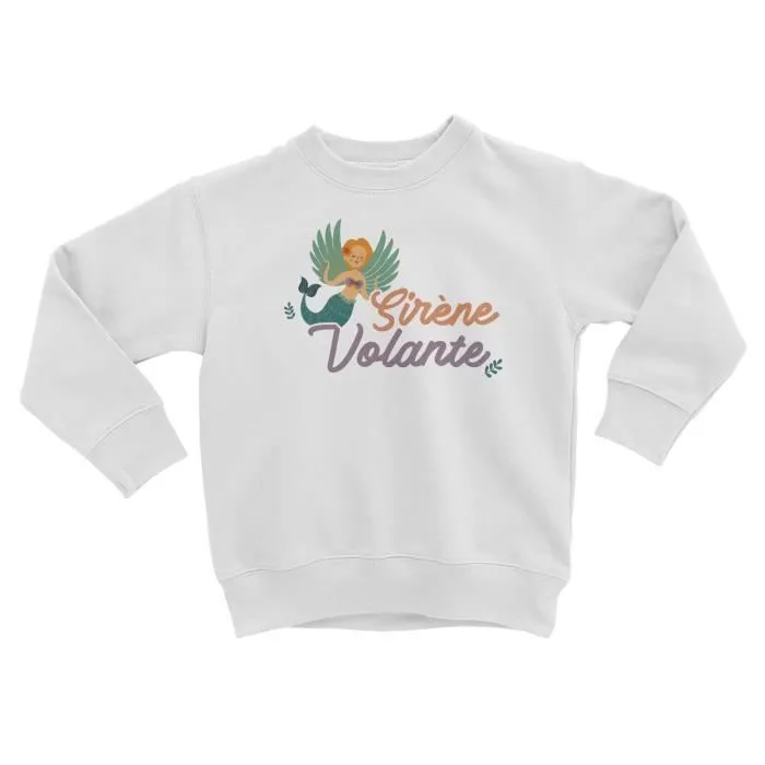 Sweatshirt Enfant Sirène Volante Mignon Humour Fantaisie-0