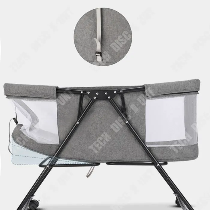 TD® Berceau lit élévateur portable pliable de style européen pour nouveau-né avec moustiquaire et lit de jeu amovible à roulettes-3