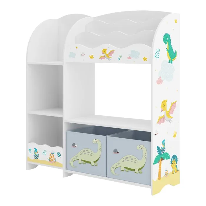 Étagère enfant Lysekil à motif dinosaure 100 x 93 x 30 cm blanc gris-3