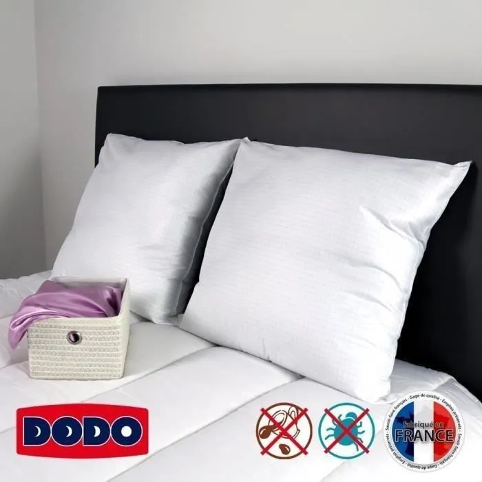 DODO Lot de 2 oreillers Total Protect 65x65 cm blanc-1
