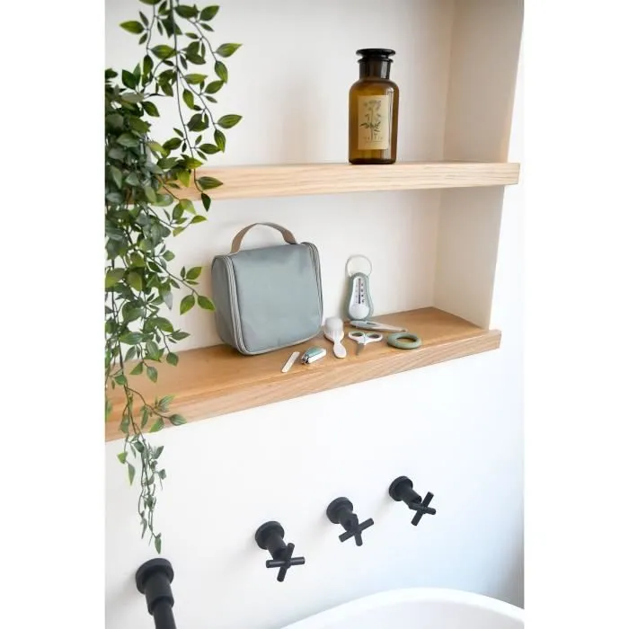 BEABA, Trousse de toilette bébé, nomade, 9 accessoires, vert sauge-3