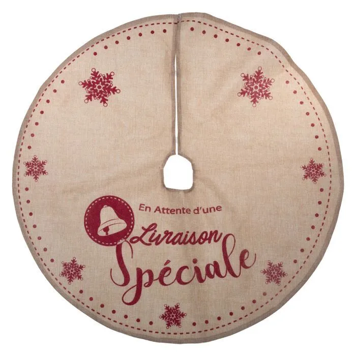 Féérie Lights & Christmas - Tapis pour sapin de Noël - Diam. 90 cm - Marron et rouge-0