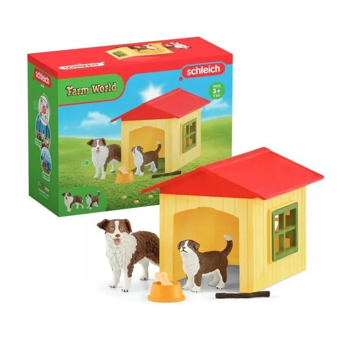 Figurine Niche pour Chien , pour enfants dès 3 ans, coffret, 18,8 x 8,2 x 14,7 cm - Schleich 42573 FARM WORLD-0
