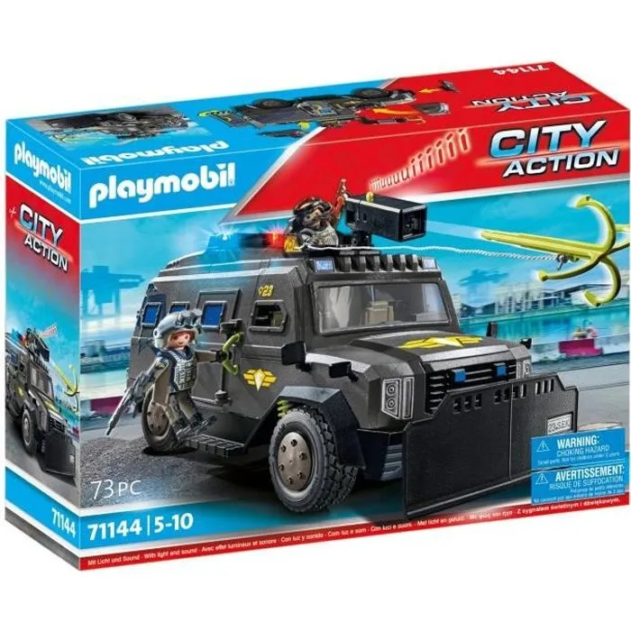 PLAYMOBIL 71144 Véhicule d'intervention des forces spéciales, Les policiers, City Action, Unité d'élite, 73 pièces, Dès 5 ans-0
