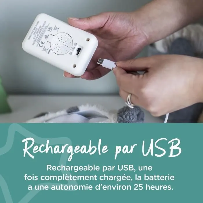 TOMMEE TIPPEE, Peluche veilleuse de luxe avec CrySensor, 6 sons apaisants, USB, lavable en machine, Pippo le Panda-4