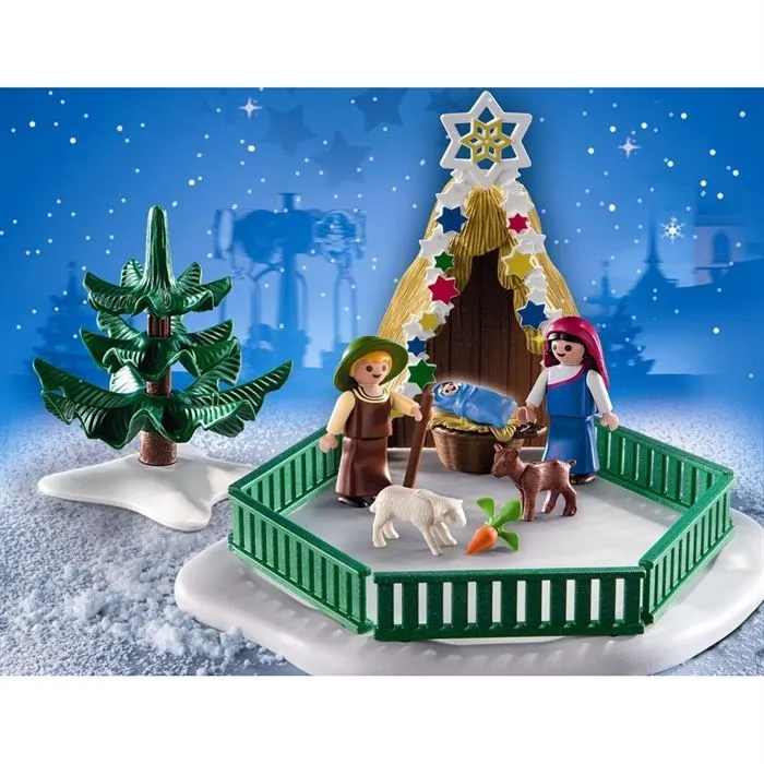 PLAYMOBIL - Scène de la nativité - 3 personnages - 2 animaux - Accessoires-1