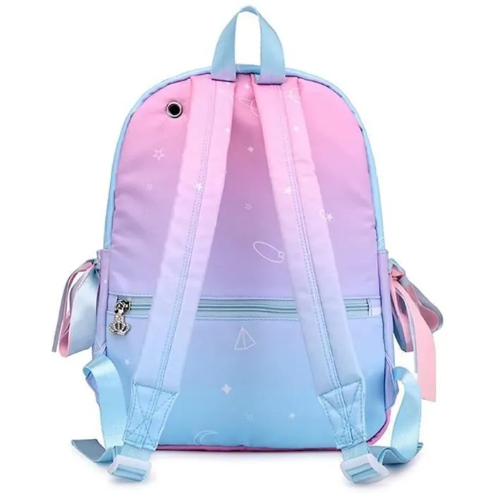 sac à dos arc en ciel pour filles enfants cartable enfants cartable femmes sac à dos décontracté avec prise casque-2