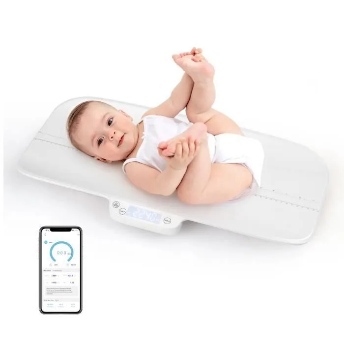 COSTWAY Pèse Bébé Numérique Max 30kg Taille 60CM Contrôle APP 4 Unités de Mesure Fonction Tare-Maintien Ecran LED Arrêt Automatique-0
