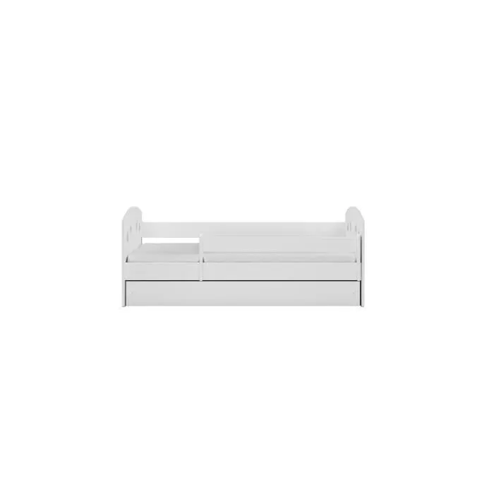 Lit J en panneau de haute qualité MDF laqué 160 x 80 cm avec tiroir, matelas inclus, couleur Blanc-3