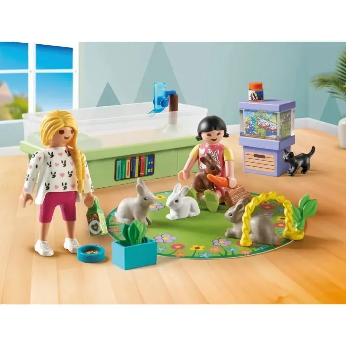 PLAYMOBIL 71753 Animalerie avec enclos à lapins, My Life, Soin des animaux, 30 pièces, Dès 4 ans-1
