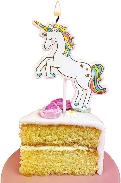 Figurine decor de gateau Talking tables - UNICORN-CANDLE-L - Decoration pour gateau Motif licorne Hauteur 10 cm-3