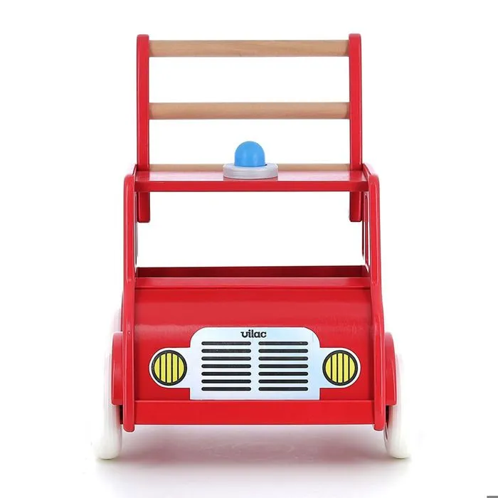 Chariot de marche - Vilac - Camion de pompiers - Roues caoutchoutées - Système de freinage - Klaxon gyrophare-3