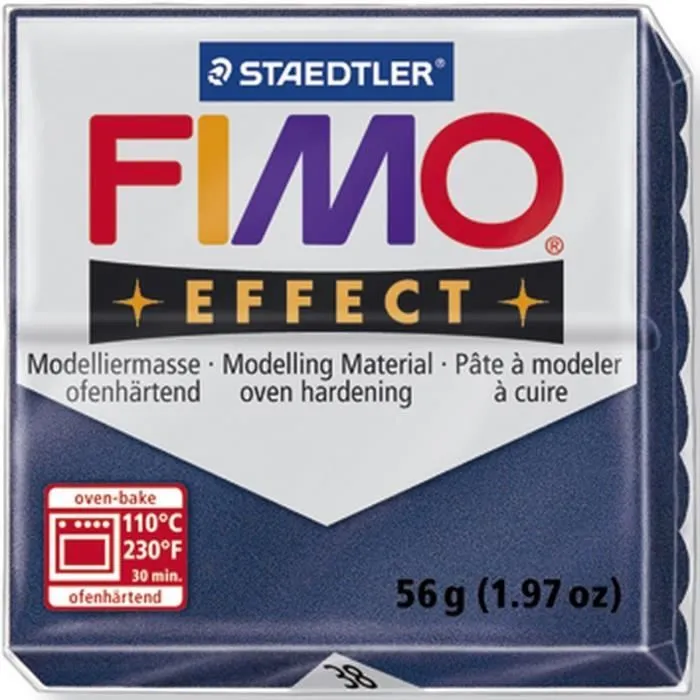 Pâte à modeler à cuire Fimo Effect - STAEDTLER - Bloc 56 g - Bleu saphire - Pour bijoux et décorations