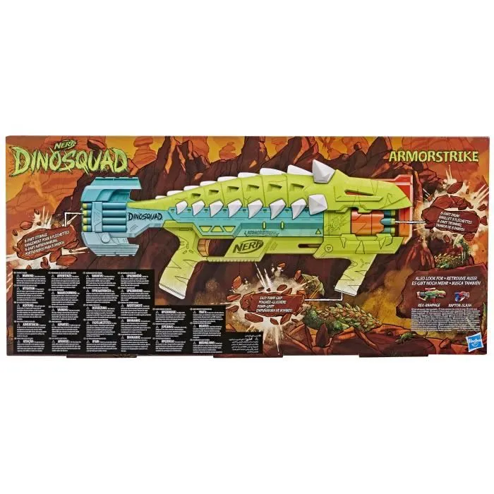 Nerf DinoSquad Armorstrike blaster à fléchettes, barillet rotatif 8 fléchettes, 16 fléchettes Nerf Elite, design d'ankylosaure-5
