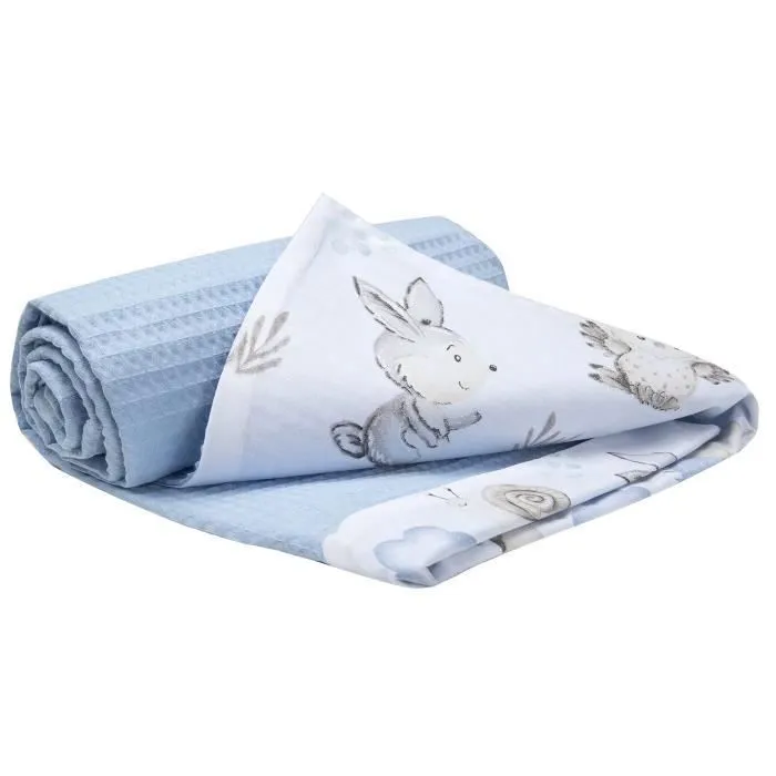 Medi Partners Couverture Bébé 100 % , coton Waffle sans remplissage, bilatéral, délicat pour la peau, 75 x 100 cm, cerf et hérisson-0