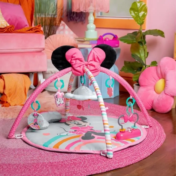 DISNEY BABY -MINNIE- Tapis de sol éveil bébé évolutif arche avec jouets sensoriels et musicaux, guirlande lumineuse, miroir-8