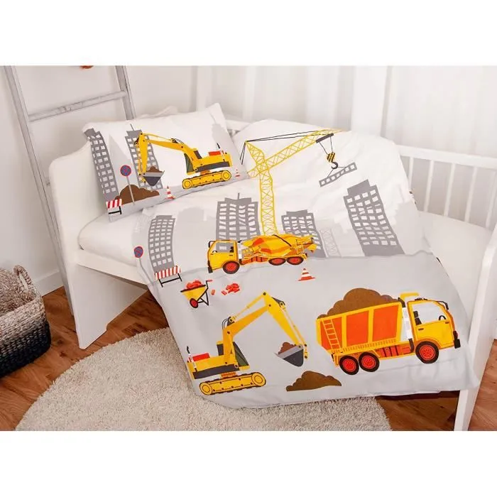Herding BABY BEST Parure de Lit Pour Tout-Petits, Jana Chantier de Construction, Housse de Couette 100 x 135 cm, Taie-2