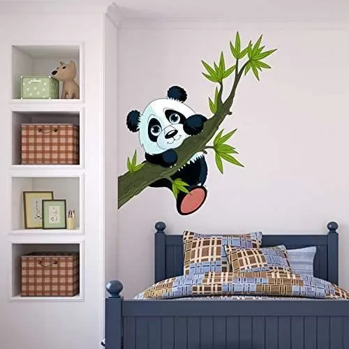 Ambiance Sticker Stickers adhésifs Enfants - Sticker Autocollant Panda heureux sur une branche - Décoration murale-1