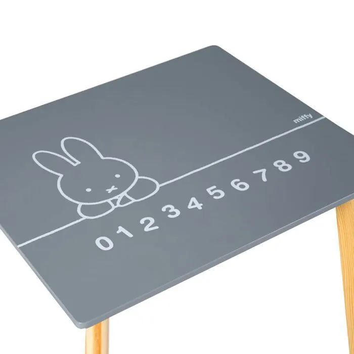 ROBA Ensemble Table + 2 Chaises Enfants - miffy® - Motif Lapin - Table de Jeu et d'Apprentissage - Gris / Blanc-2