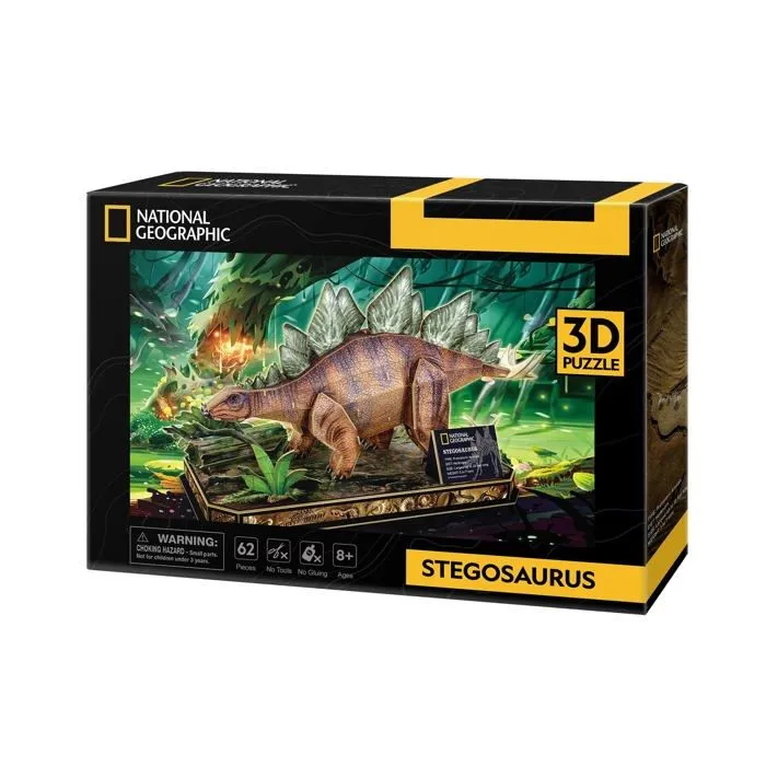 Puzzle Party town - National Geographic Stegosaurus, 3D Enfants 8 Ans, Puzzle, Jouets, Jeux de Dinosaures,-2