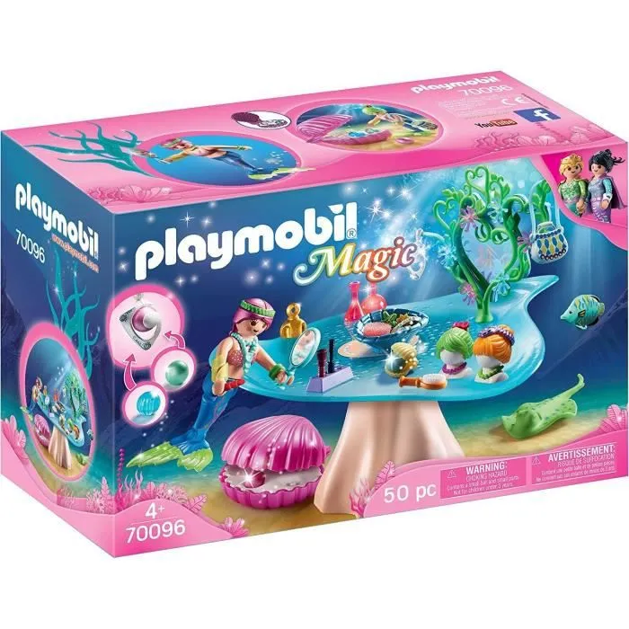PLAYMOBIL - Magic Les Sirènes - Salon de beauté et sirène avec accessoires de beauté et boîte à perles - 70096-0