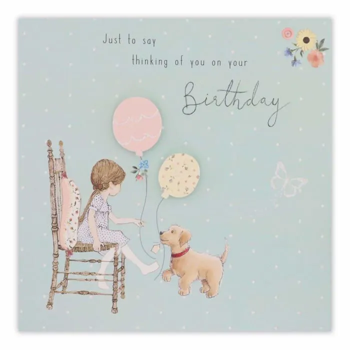 Clintons - 1164558 - : Carte d'anniversaire Fille sur chaise avec chien 11 x 15 cm-0