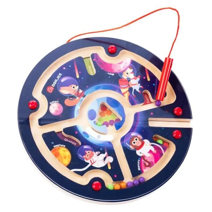 Jouet en bois - Labyrinthe magnétique - Espace - 22 cm - À partir de 2 ans - Éducatif-2