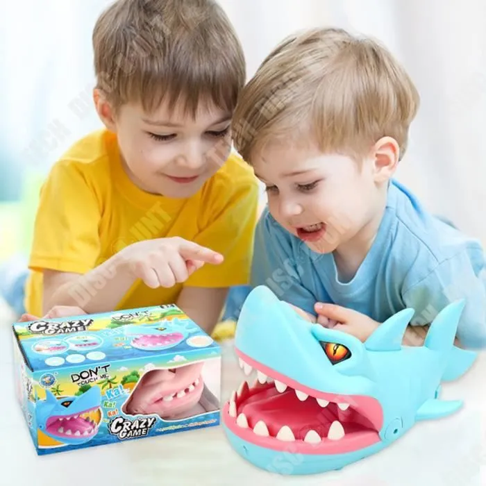 TD® Grand requin qui se mord les doigts avec musique, morsure, pression des dents, jouet pour toute la personne pour enfants, rose-3