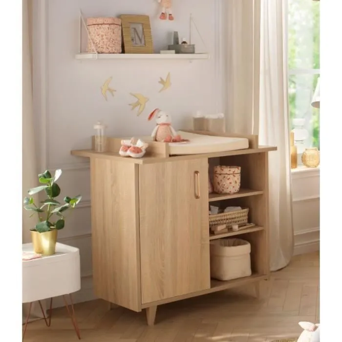 Chambre duo bébé - SAUTHON - Sam Chêne doré - Lit bébé 120 x 60 cm et commode à langer-4