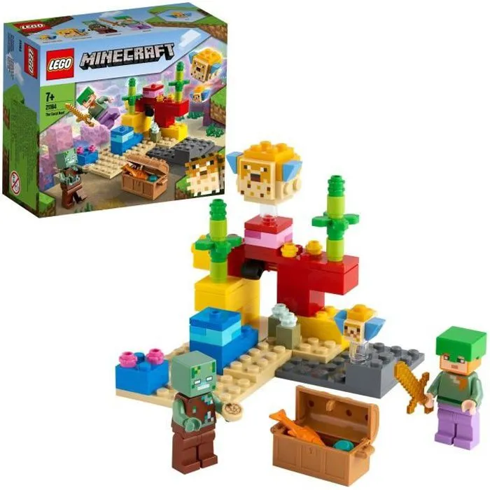LEGO® Minecraft 21164 Le Récif Corallien, Jouet avec Figurines d'Alex, un Zombie et une Épée-0