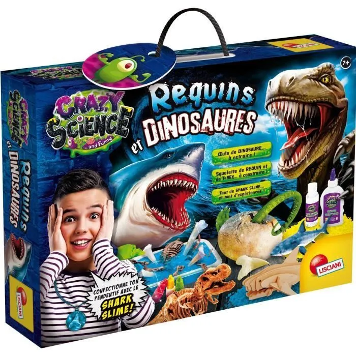 Kit scientifique - LISCIANI - Crazy Science - Requins & dinosaures - Slime et œufs à creuser - Prédateurs fascinants-0