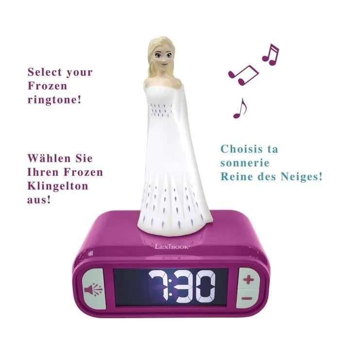 Réveil avec Veilleuse en 3D design Reine des Neiges Elsa et effets sonores-1