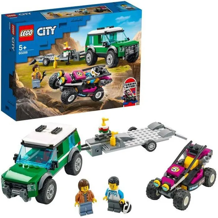 LEGO® City 60288 Le transport du buggy de course, Jouet Camion Transporteur de Voiture Tout-Terrain pour Enfants de 5 ans et +-0