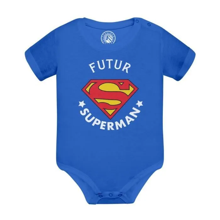 Body Bébé Manche Courte Bleu Futur Super Hero Man Comics BD-0