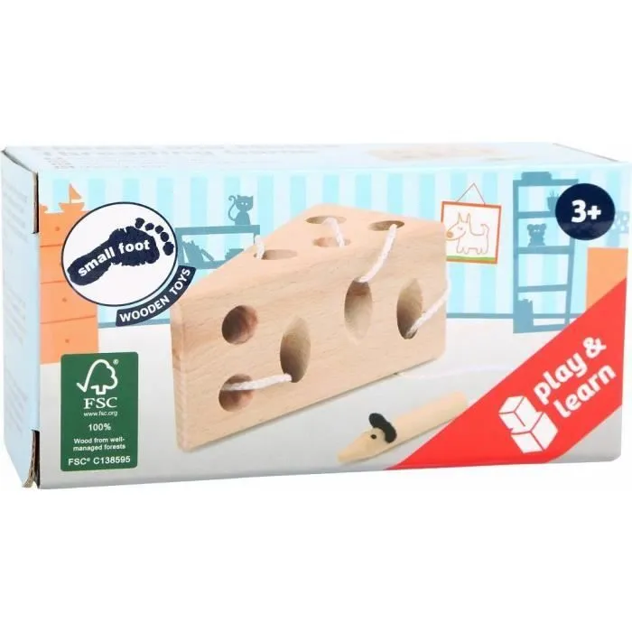 Jouet en bois - Legler - Petit Pied Fromage Naturel Avec Souris - 6x11x5 cm - À partir de 3 ans - Motricité fine-3