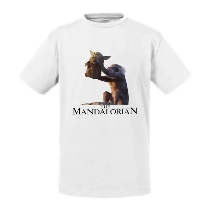 T-shirt Enfant Blanc The Mandalorian - Roi Lion Parodie Film Series-0